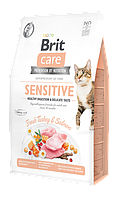 Сухий корм для вибагливих котів Brit Care Cat GF Sensitive HDigestion & Delicate Taste 2 кг (індичка і лосось) l