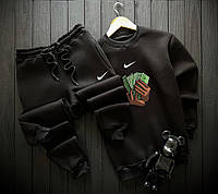 Спортивний костюм чоловічий Nike cash утеплений зимовий теплий чорний світшот штани найк зима з начосом