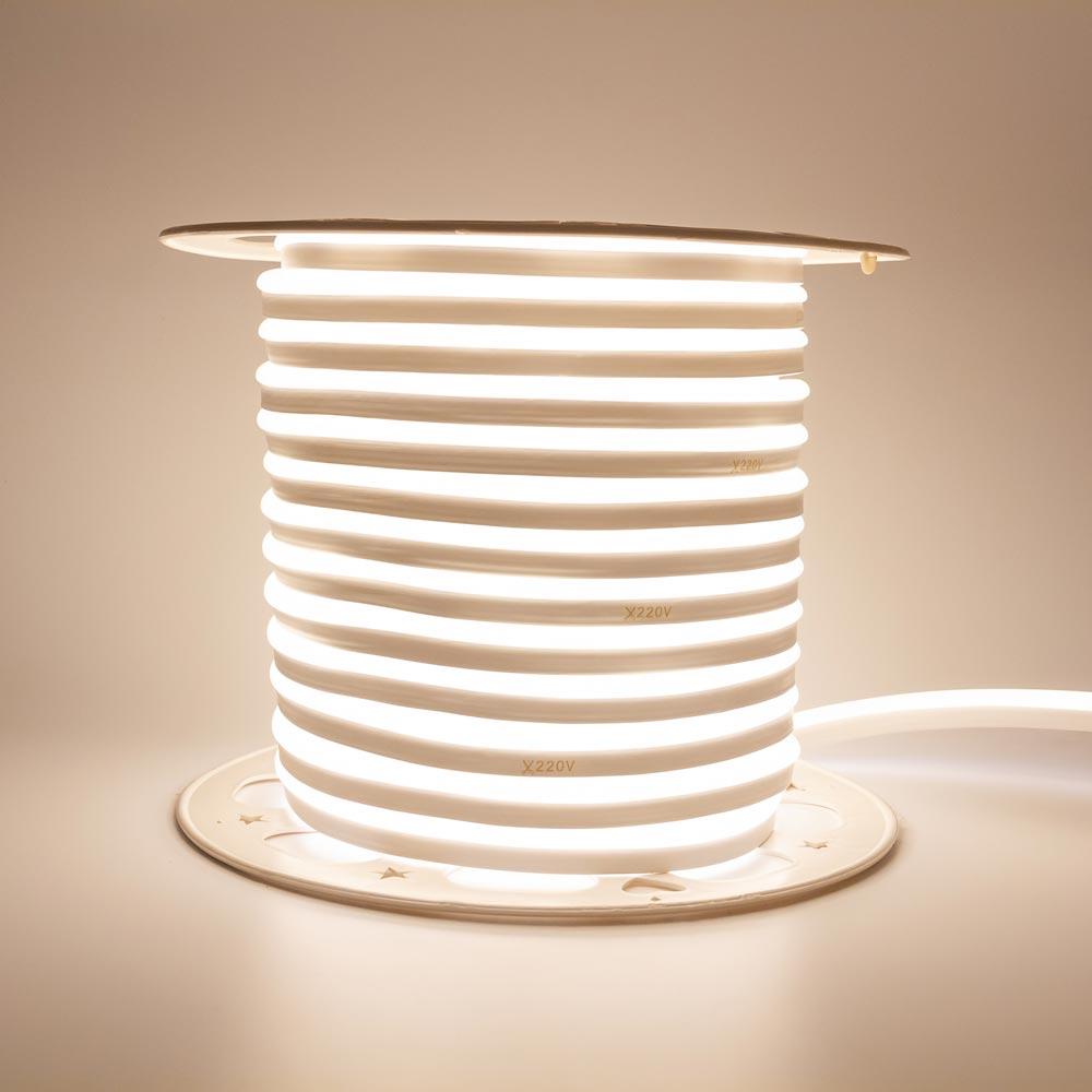 Неонова стрічка світлодіодна біла тепла AVT 220 V smd2835 120 LED/м 7 Вт/м IP65, фото 1