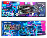 Набір ігровий 2 в 1 дротова клавіатура та мишка Hoco DI16 RGB, чорний, фото 7