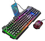 Набір ігровий 2 в 1 дротова клавіатура та мишка Hoco DI16 RGB, чорний, фото 2