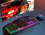 Набір ігровий 2 в 1 дротова клавіатура та мишка Hoco DI16 RGB, чорний, фото 8