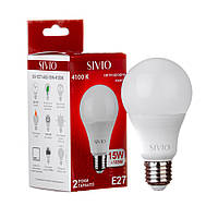 LED-лампа Е27 А65 15W нейтральна біла 4100К SIVIO