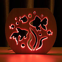 Світильник нічник ArtEco Light з дерева LED "Акваріум" з пультом і регулюванням кольору, RGB