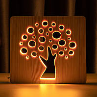 Світильник-нічник ArtEco Light з дерева LED "Деревце" з пультом і регулюванням світла, колір теплий білий