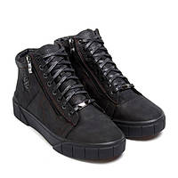 Мужские зимние кожаные ботинки черные Philipp Plein. Теплые ботинки мужские из натуральной кожи