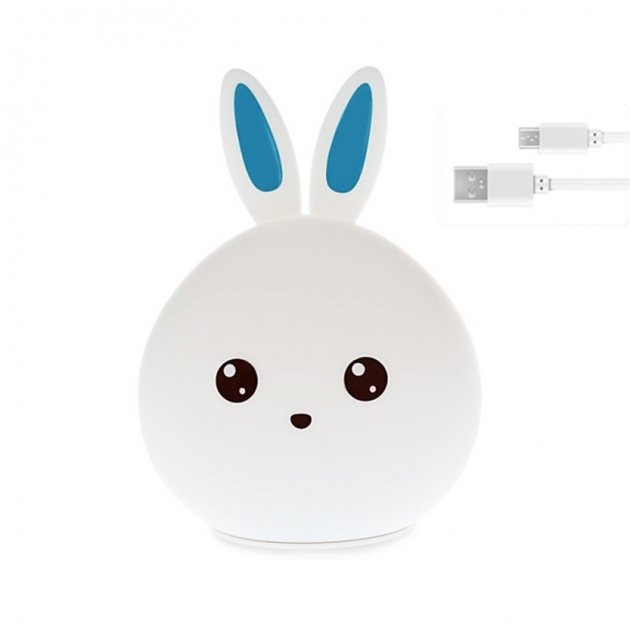 Силіконовий дитячий нічник LED Rabbit Soft Touch Зайчик з вбудованим акумулятором, фото 1