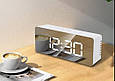 Годинник настільний цифровий електронний led Світлодіодний Годинник-будильник від мережі з температурою білий Beluck, фото 3