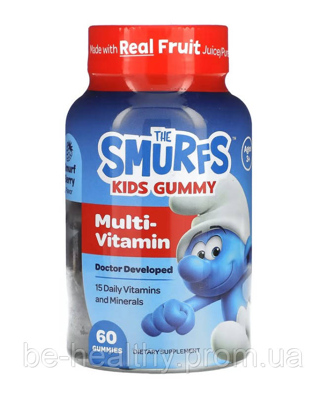 Жевательные мультивитамины, для детей от 3 лет, The Smurfs, ягодный ...