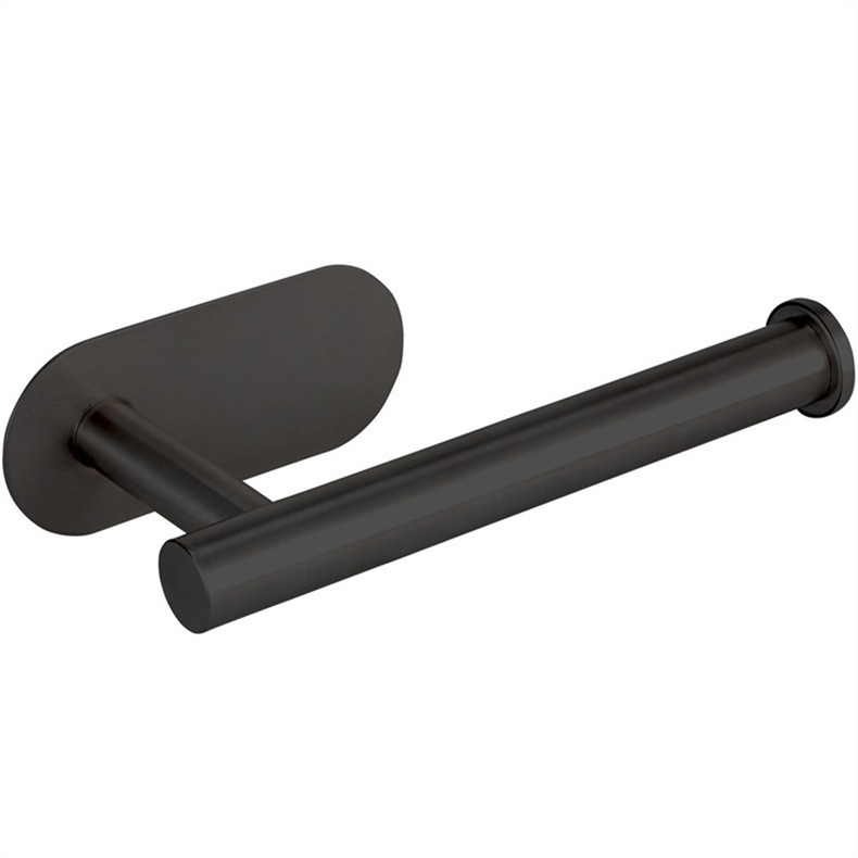 Тримач для туалетного паперу з нержавіючої сталі для ванної кімнати, настінний тримач паперових рушників самоклеючий чорний, фото 1