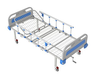 Ліжко медичне функціональне АТОН КФ-2-МП-БП-ОП-К125 з пластиковими бильцями, огорожами та колесами 125 мм