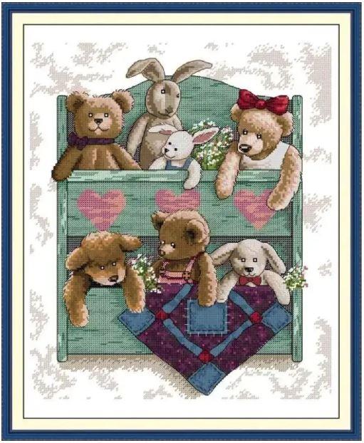 Набір для вишивання за нанесеною на канву схемою "Plush doll". AIDA 14CT printed 36*44 см