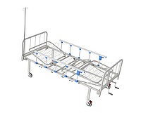 Кровать медицинская АТОН КФ-4-МП-БМ-ОП-Ш-К75(металлические быльца, ограждения, штатив, колеса), 5093