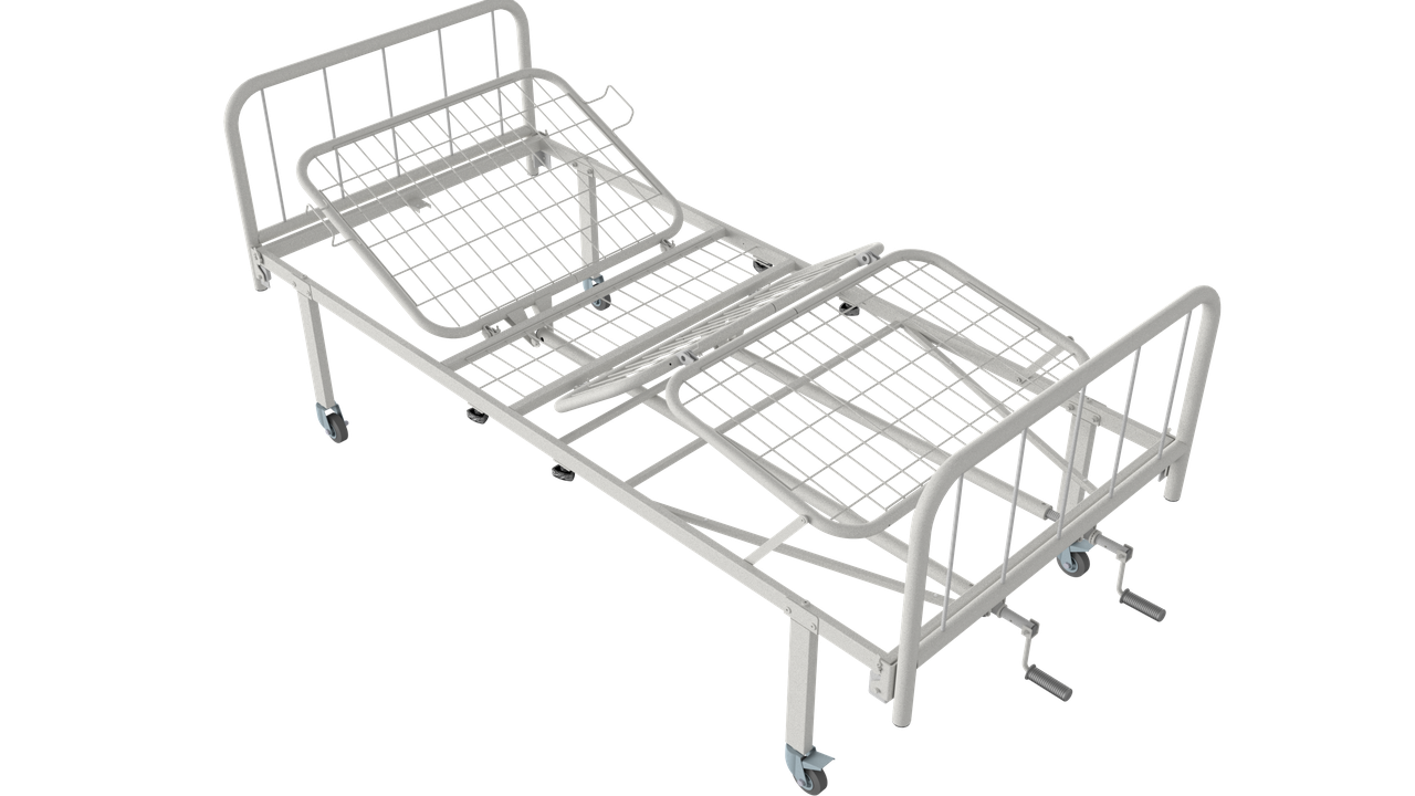 Ліжко медичне функціональне АТОН КФ-4-МП-БМ-К75 з металевими бильцями та колесами 75 мм, фото 1