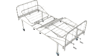 Кровать медицинская функциональная АТОН КФ-4-МП-БМ-К75 с металлическими быльцами и колесами 75 мм, (1387)