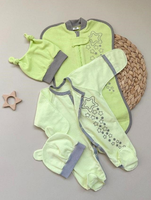 Набір одягу Зірочка для новонароджених, салатовий 4 предмети