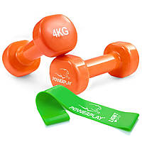 Гантелі вінілові PowerPlay 4125 Achilles 2*4 кг. Помаранчеві (пара - 2шт.)  HS PP_4125_4kg_2in SP