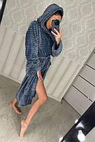 Довгий халат сірий у смужку домашній Туреччина, фото 4