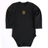 Черный боди для малышей с тризубом, Патриотические боди для младенцев, Детский боди с украинским гербом 62