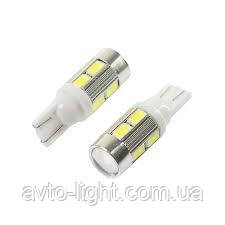 T10 led W5W (10SMD 5630) лінза пластик біл