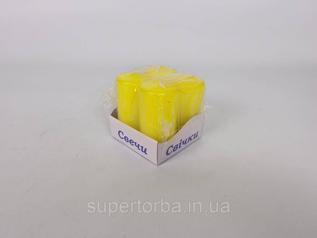 Кольорова Циліндр парафінова свічка (40/80) ЖЕЛТАЯ (4 шт.), фото 1