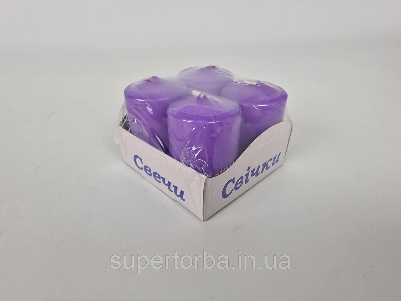Кольорова Циліндр парафінова свічка (40/60) ФІОЛІТОВА (4 шт.), фото 1