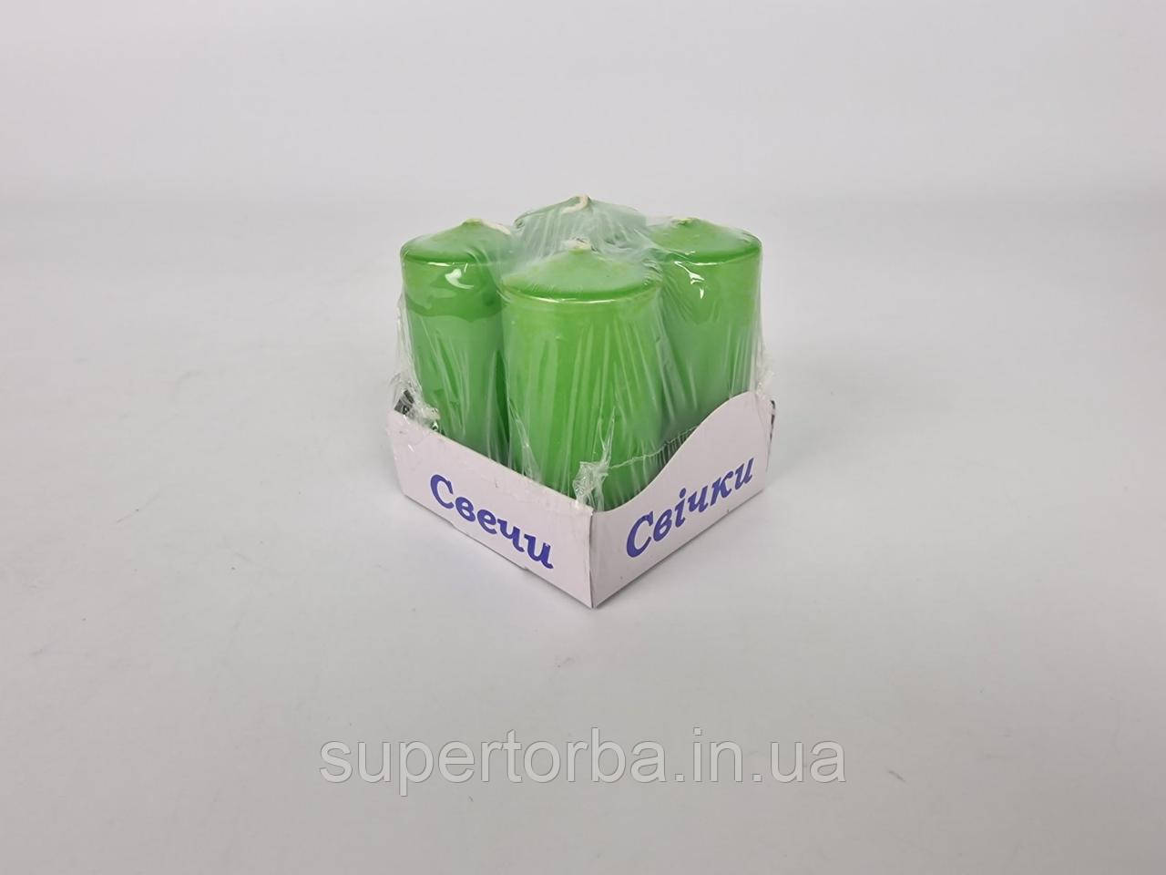 Кольорова Циліндр парафінова свічка (40/80) ЗЕЛЕНА (4 шт.), фото 1