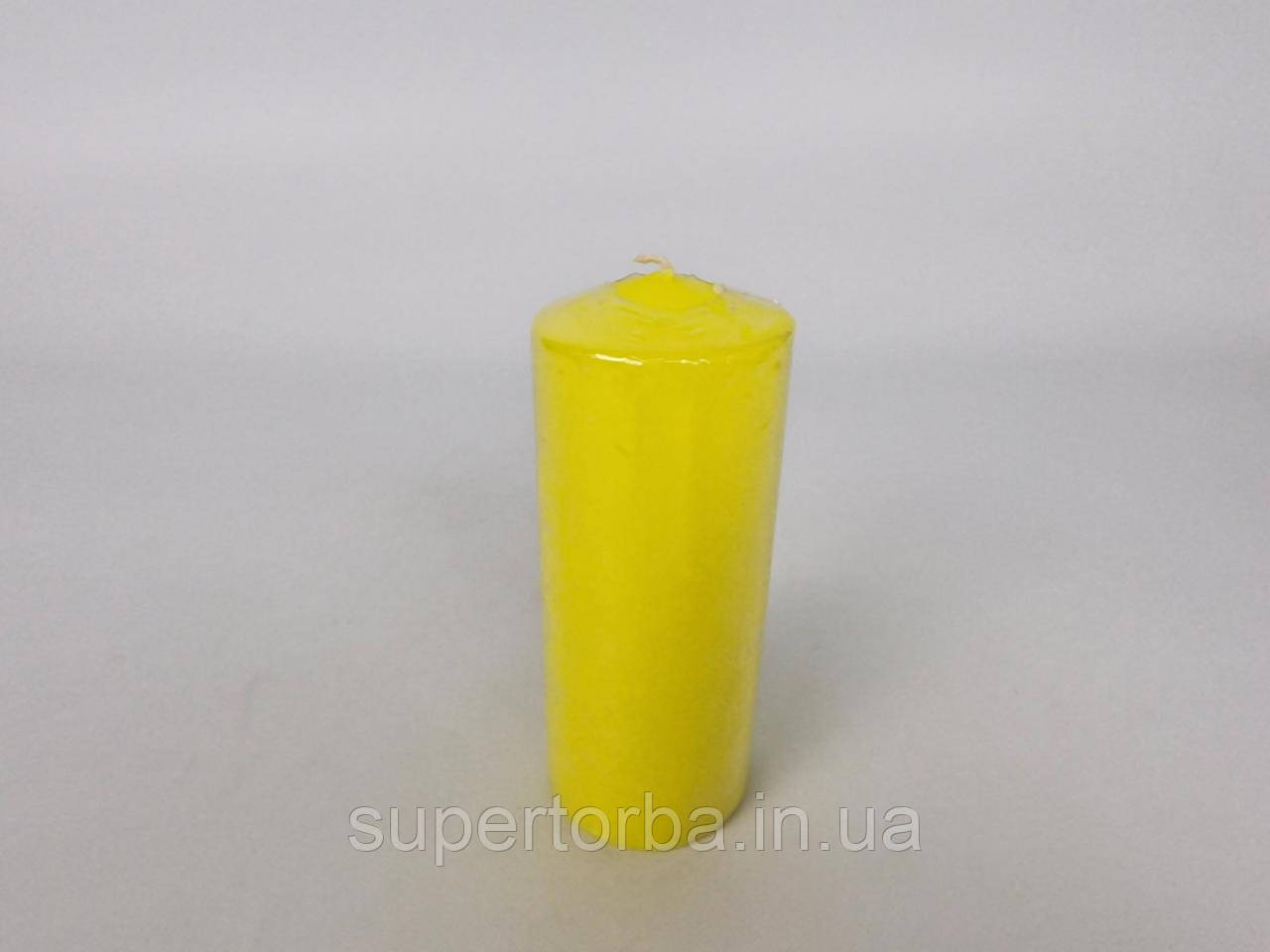 Кольорова Циліндр парафінова свічка (60/150) Жовта, фото 1