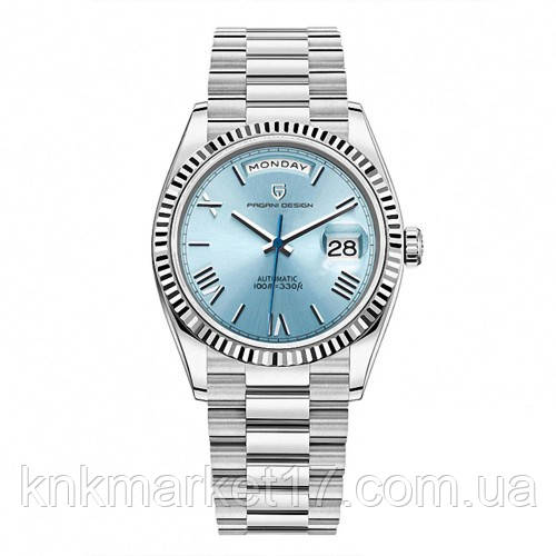Механічний з автопідзаводом водонепроникний (100м) годинник Pagani Design PD-1752 Silver-Blue, фото 1
