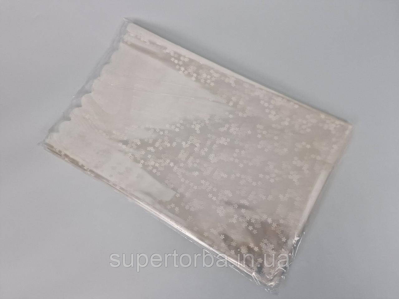 Пакет із малюнком для пакування подарунків (30*50) No16 (ажурний) "Ромашка" (100 шт.), фото 1