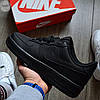 Кросівки чоловічі Nike Air Force 1 black low чорні Найк Форси шкіряні низькі, фото 2