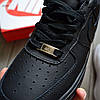 Кросівки чоловічі Nike Air Force 1 black low чорні Найк Форси шкіряні низькі, фото 3