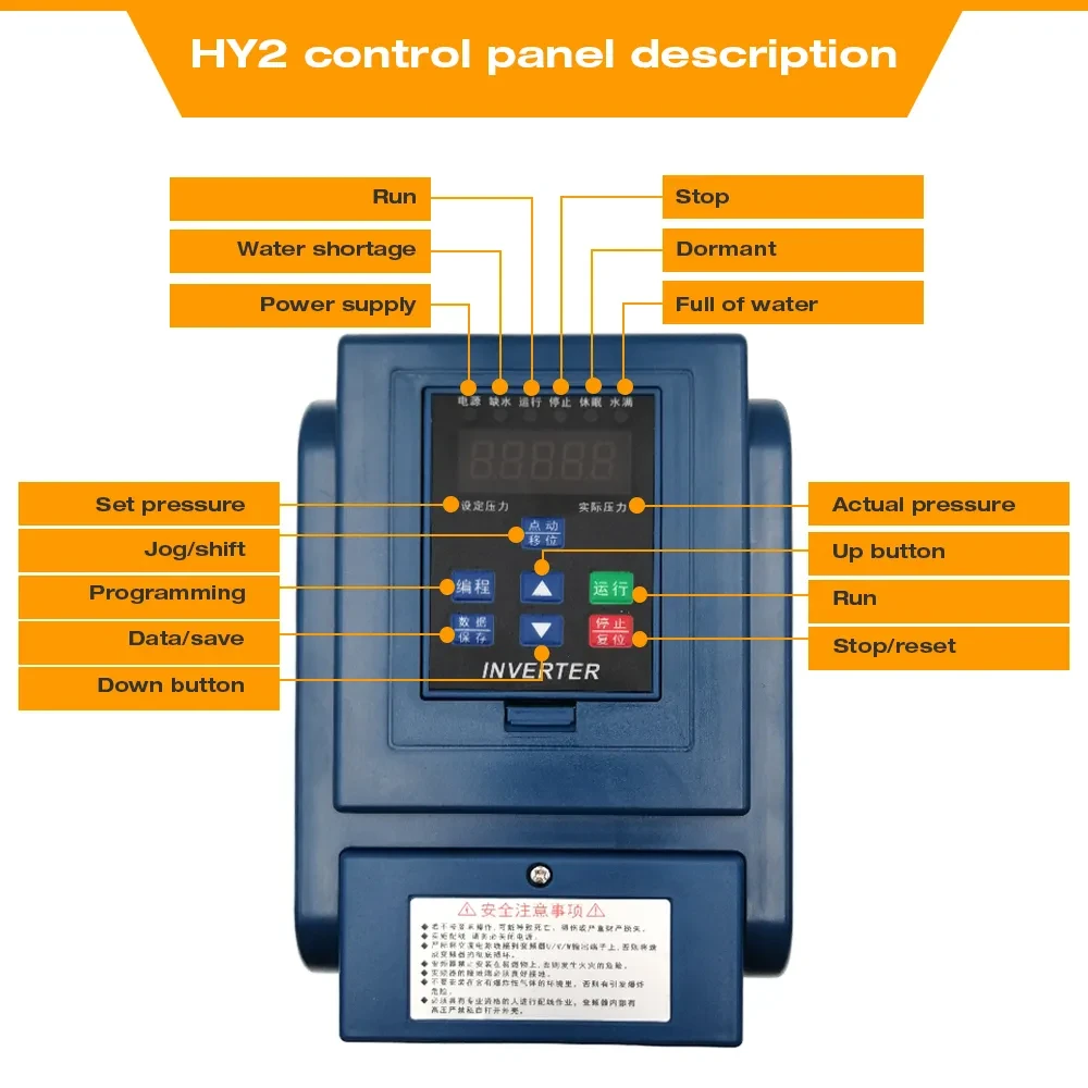 Частотний перетворювач для насоса однофазний AC 220 V 1500 W (HY2) + Датчик тиску