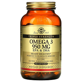 Омега-3 ЕПК і ДГК потрійної концентрації Solgar, 950 мг 100 капсул