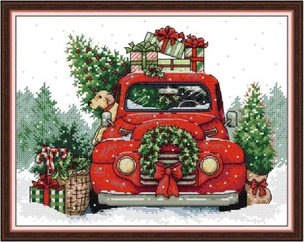 Набір для вишивання за нанесеною на канву схемою "Holiday Shopping". AIDA 14CT printed 33*27 см