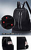 Жіночий рюкзак водовідштовхувальне просочення з Блискавками 32х28х13 см Чорний, фото 6
