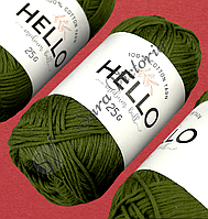Зеленая пряжа хлопок HELLO (Хэллоу) амигуруми ковровая вышивка 172 хаки