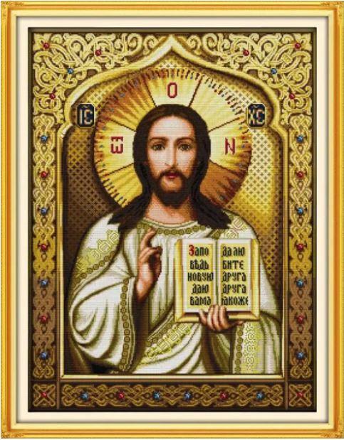 Набір для вишивання за нанесеною на канву схемою "Jesus chanting (2)". AIDA 14CT printed 52*66 см