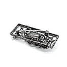 Брошка з камінцями 60х30мм Сірий, фото 3