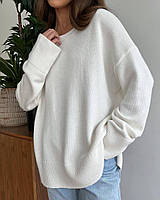 Жіночий светр oversize, кофта в'язана, светр однотонний вільного крою білий