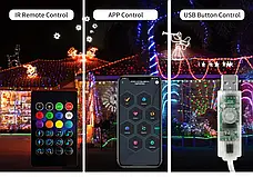 Світлодіодна вулична LED гірлянда Smart Bluetooth APP USB RGB Color 10M / 100LEDs, фото 5