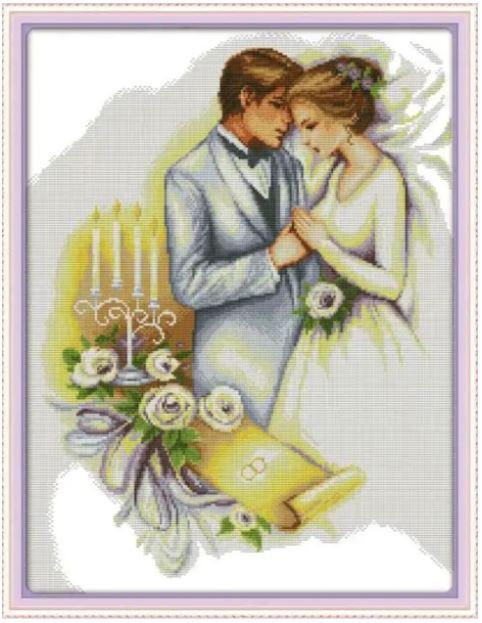Набір для вишивання за нанесеною на канву схемою "Wedding 5". AIDA 14CT printed 42*52 см