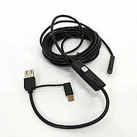 Камера эндоскоп с кабелем на 2 метра 7 мм USB/micro USB QR-525 с подсветкой