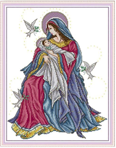 Набір для вишивання за нанесеною на канву схемою "Madonna and hild 20". AIDA 14CT printed 36*46 см