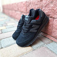 Замшевая обувь мужская черная Нью Баланс 574 (Беланс). Мужские кроссовки весна осень черные New Balance 574