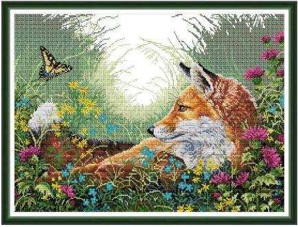 Набір для вишивання за нанесеною на канву схемою "Fox 6". AIDA 14CT printed 54*42 см