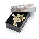 Брошка золотистий голуб 50х40мм, фото 5