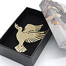 Брошка золотистий голуб 50х40мм, фото 6