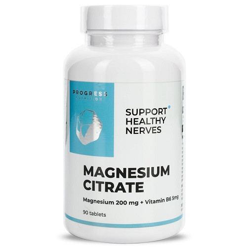 Вітаміни і мінерали Progress Nutrition Magnesium Citrate + Vitamin B6 (90 таблеток.), фото 1