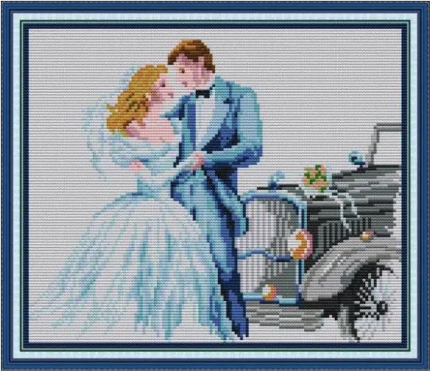 Набір для вишивання за нанесеною на канву схемою "Wedding 7". AIDA 14CT printed 32*28 см